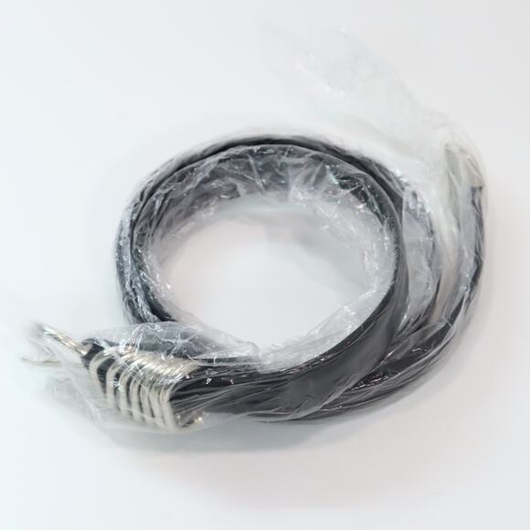 Commense Silver Ring Detail Faux Leather Belt M/L Black 1" Minimalist Modern - Picture 5 of 8